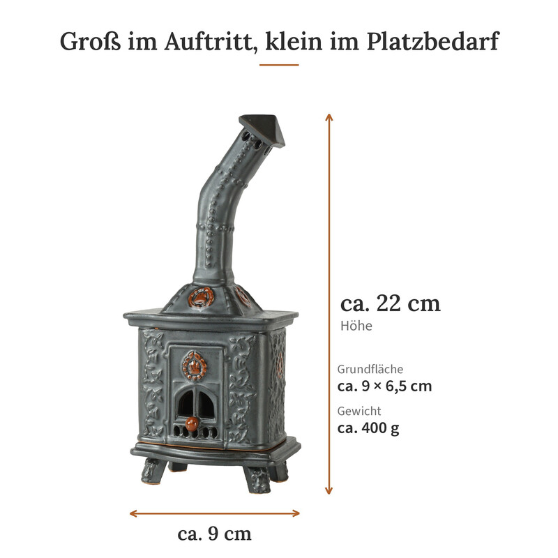 R�ucherofen Rolli Schwarz mit Honigkn�pfen aus handbemalter Keramik