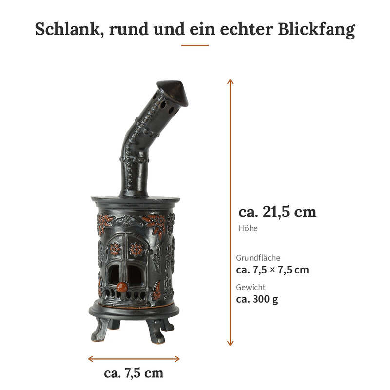 R�ucherofen Bobo Schwarz mit Honigkn�pfen aus handbemalter Keramik