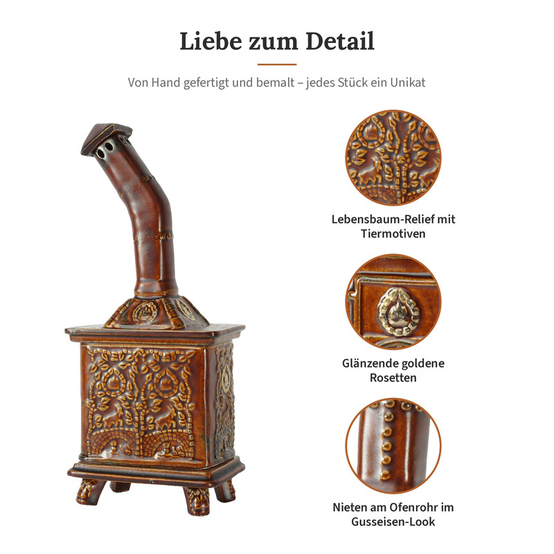 R�ucherofen Rolli Honigfarben aus handbemalter Keramik