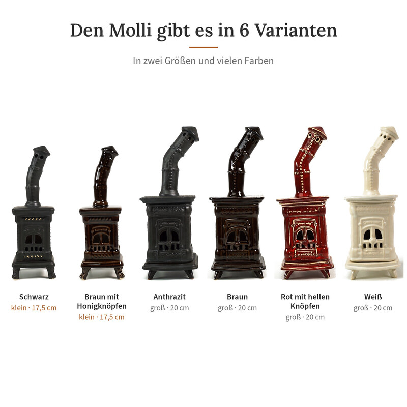 R�ucherofen Molli Rot mit hellen Kn�pfen aus handbemalter Keramik