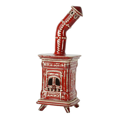 R�ucherofen Molli Rot mit hellen Kn�pfen aus handbemalter...