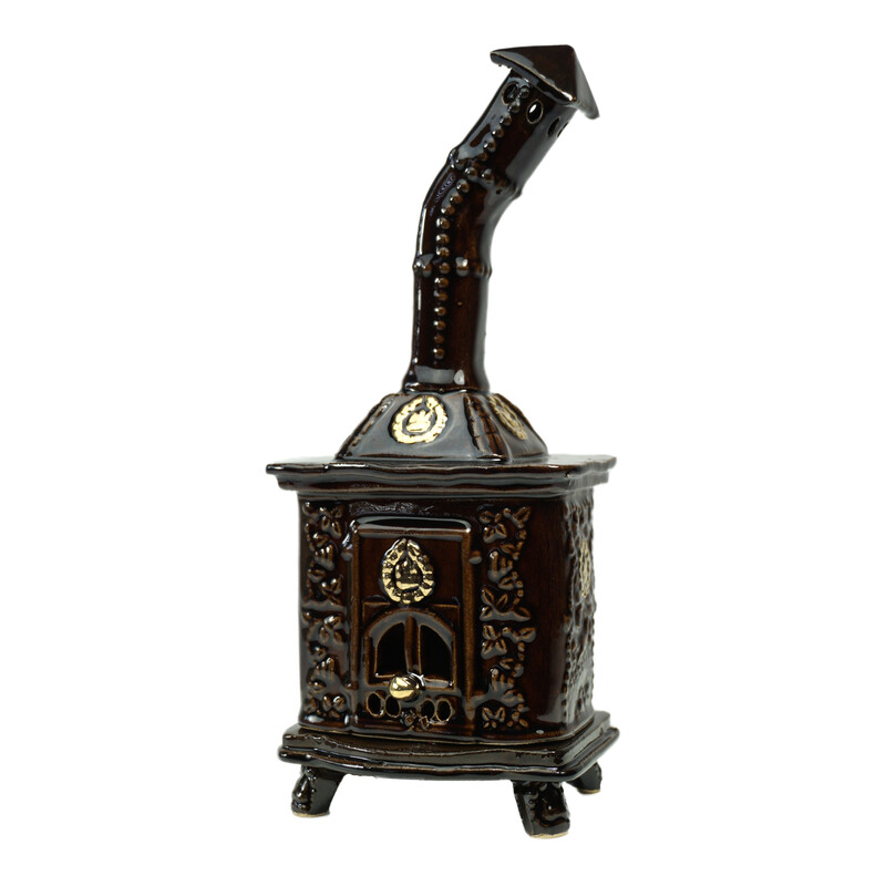 R�ucherofen Rolli Braun mit Goldkn�pfen aus handbemalter Keramik