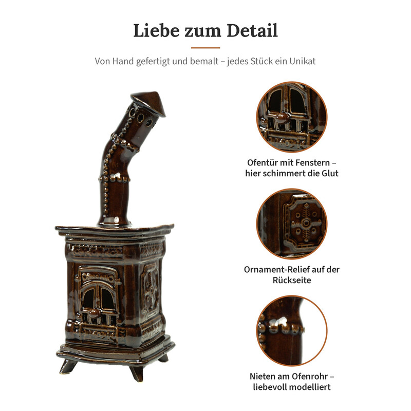 R�ucherofen Molli Braun aus handbemalter Keramik
