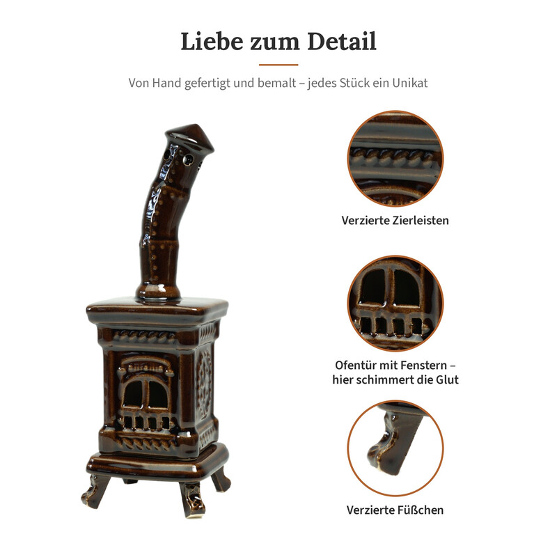 R�ucherofen Molli Braun mit Honigkn�pfen klein aus handbemalter Keramik