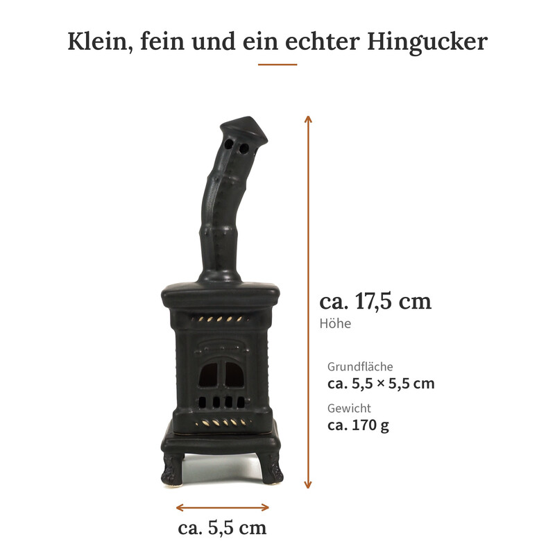 R�ucherofen Molli Schwarz klein aus handbemalter Keramik